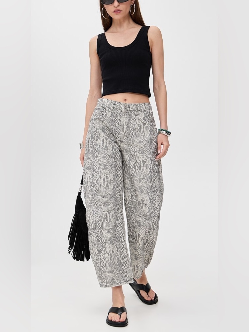 Free People We The Free Goodluck Printed Barrel Pant in Snake Combo